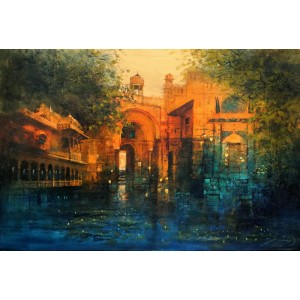 A. Q. Arif, 36 x 24 Inch, Oil on Canvas, Citysscape Painting, AC-AQ-332